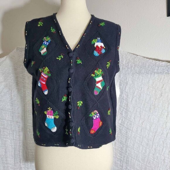 Hampshire Studio VTG Ugly Christmas Sweater Size Petite Medium - Picture 2 of 11